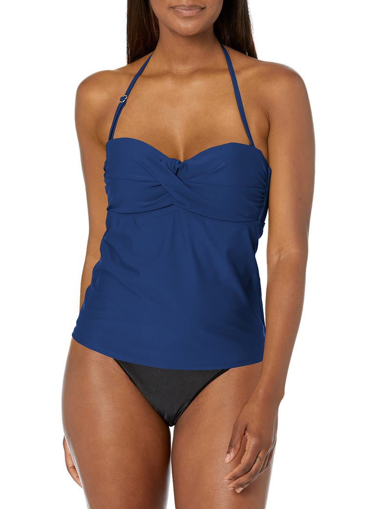 Catalina Women's Twist Front Bandeau Tankini Swimsuit, Navy, Medium - Image 4